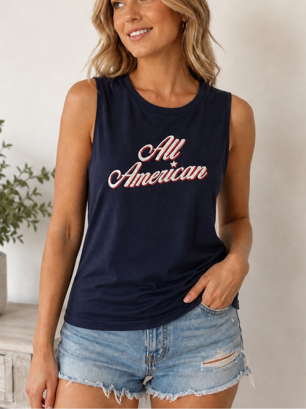Navy Blue 'All American' Women's Tank Top